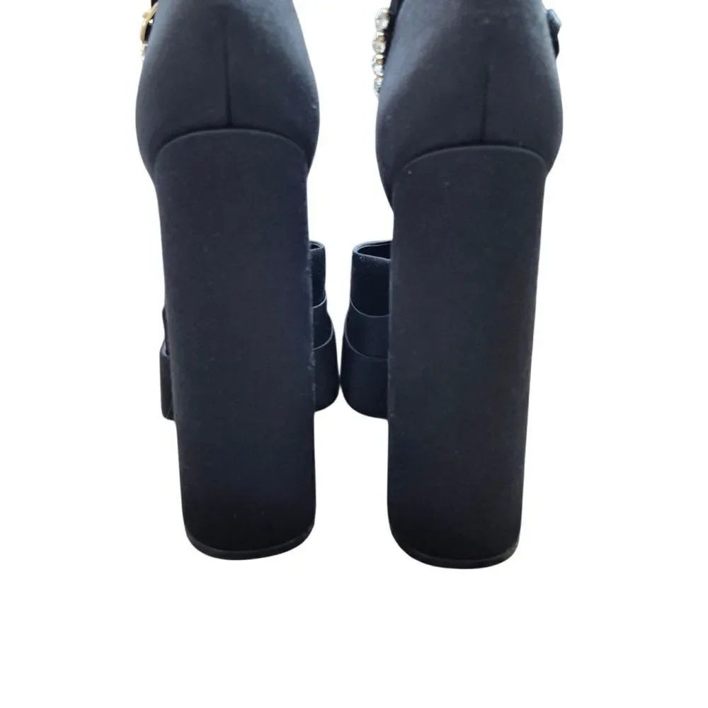 NWOB VERSACE 159MM Embellished Satin  Platform Shoes Heels